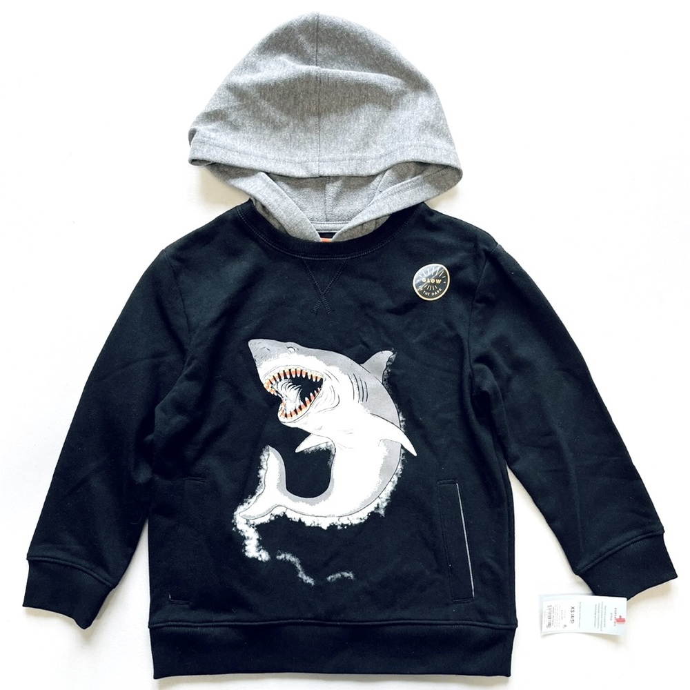 Boys black shark hoodie
